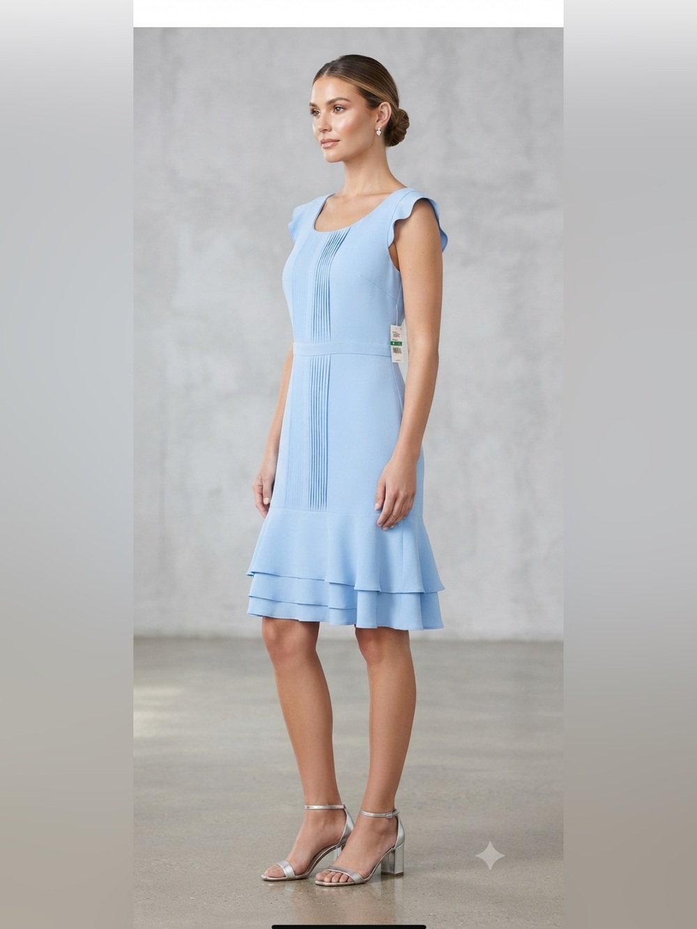 Maison Jules Light Blue (lavender leaf) Ruffle Hem Chiffon Dress
